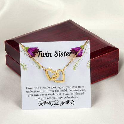 Twin Sister Necklace Interlocking Hearts Necklace