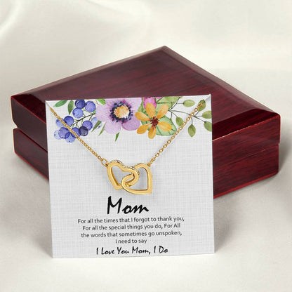 Love You Mom Hearts Interlocking Hearts Necklace