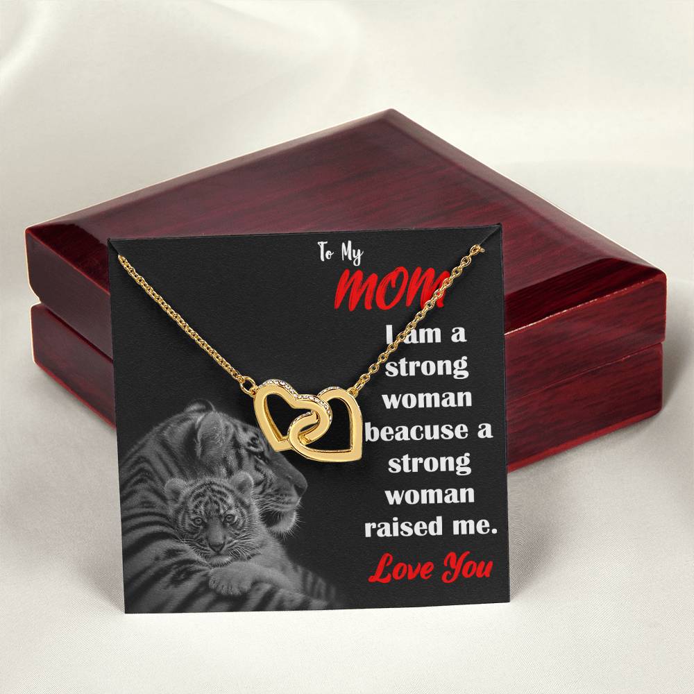 To My Mom Strong Woman Love You Always Interlocking Hearts Necklace