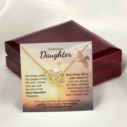To My Dearest Daughter - Most Beautiful Chapters Interlocking Hearts Necklace