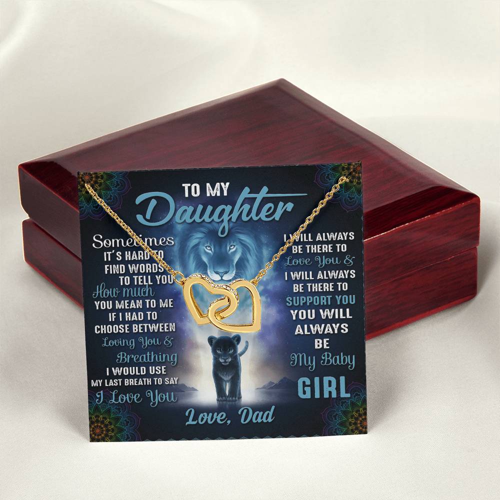 To My Daughter Necklace You Will Always Be My Baby Girl Daughter Gift From Dad Daughters Birthday Grown Up Daughter Interlocking Hearts Necklace