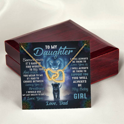 To My Daughter Necklace You Will Always Be My Baby Girl Daughter Gift From Dad Daughters Birthday Grown Up Daughter Interlocking Hearts Necklace