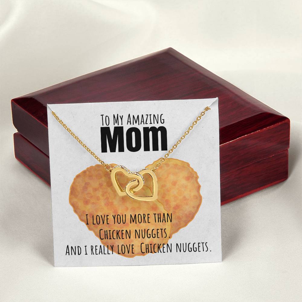 I Love You More Than Chicken Nuggets Interlocking Hearts Necklace