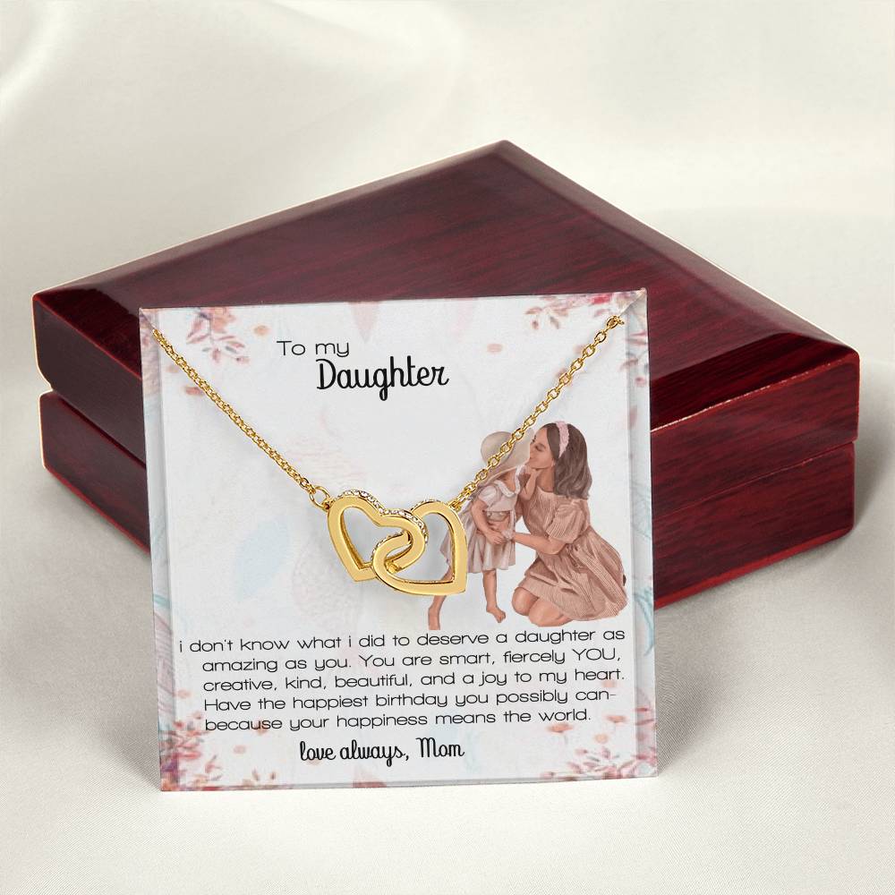 Daughter Gift Interlocking Hearts Necklace Love Always Mom