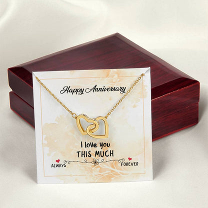 Happy Anniversary - Forever Love Double Love Silver Necklace For Wife Husband Girlfriend Boyfriend Significant Other So. Interlocking Hearts Necklace