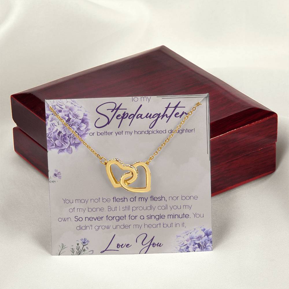 To My Stepdaughter Interlocking Hearts Necklace Message Card