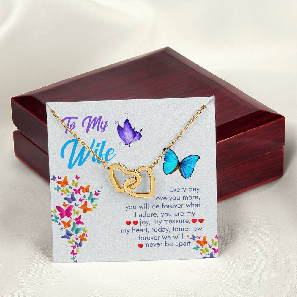 Interlocking Heart Necklace Husband To Wife Gift Wife Necklace Gift Anniversary Gift For Wife Wife Necklace Message Card Wife Gift Interlocking Hearts Necklace