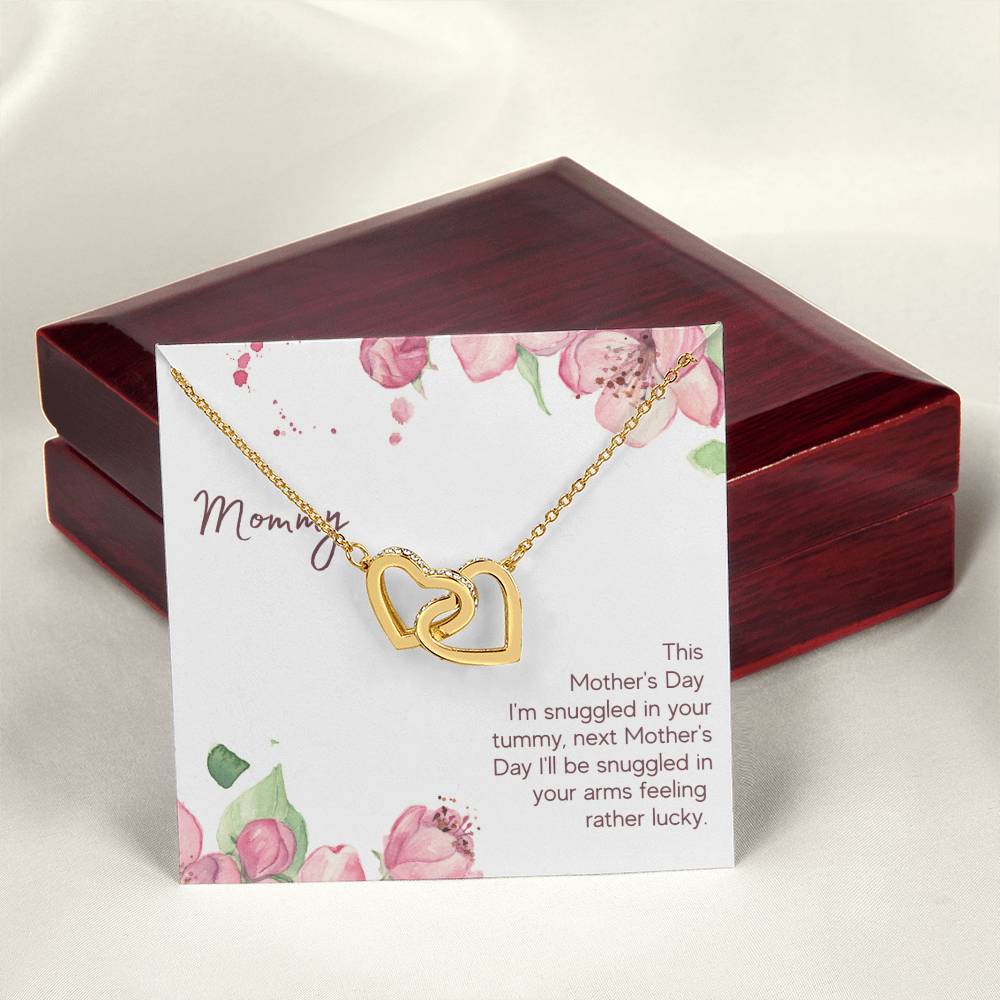 Mommy - This Mother'S Day I'M Snuggledin Your Tummy - Interlocking Heart Necklace Interlocking Hearts Necklace