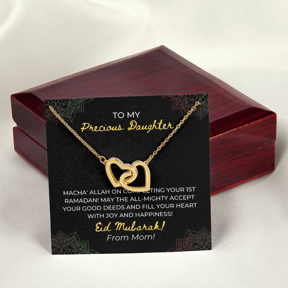 To My Daughter- Macha'Allah For Completing Your 1St Ramadan - Eid Mubarak Gift For Daughter- Necklace Interlocking Hearts Necklace