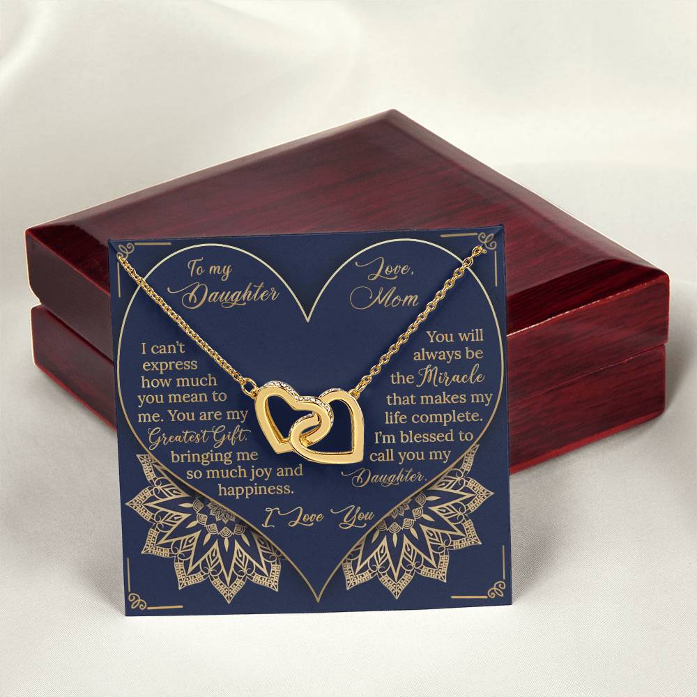 To My Daughter - Greatest Gift Miracle - Necklace Interlocking Hearts Necklace