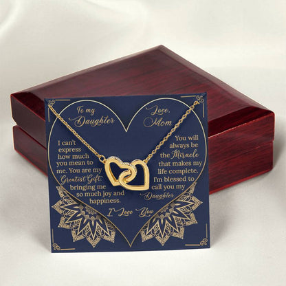 To My Daughter - Greatest Gift Miracle - Necklace Interlocking Hearts Necklace