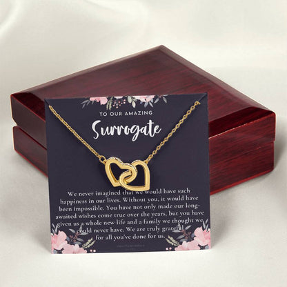 Surrogate Appreciation Gift Surrogate Gift Surrogate Gift With Message Card Surrogate Transfer Day Thank You Gift Interlocking Hearts Necklace