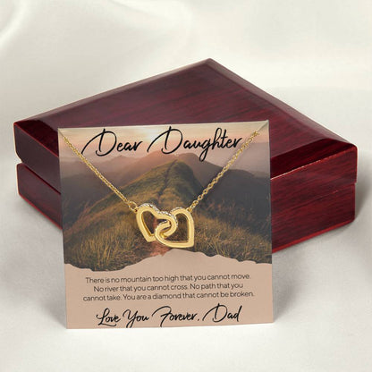 Dear Daughter - Love You Forever - Dad Interlocking Hearts Necklace