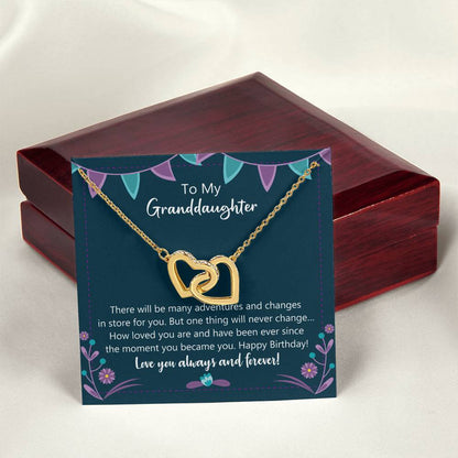 Happy Birthday My Granddaughter Interlocking Hearts Necklace