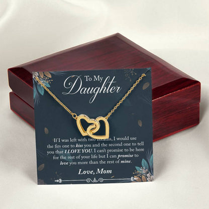 To My Daughter - I Promise To Love You For The Rest Of My Life Interlocking Hearts Necklace