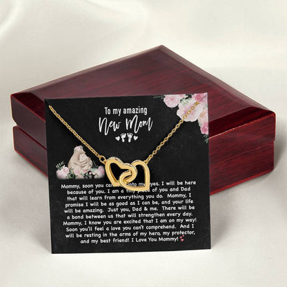 New Mom Double Heart Forever Love Necklace Interlocking Hearts Necklace