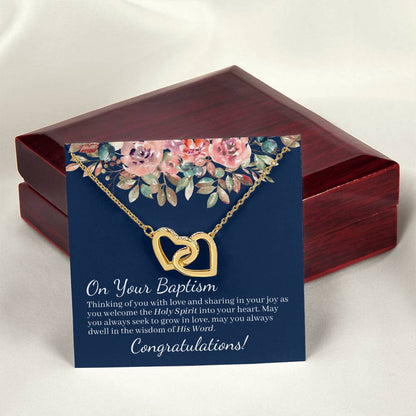 On Your Baptism Congratulations Interlocked Hearts Necklace Interlocking Hearts Necklace