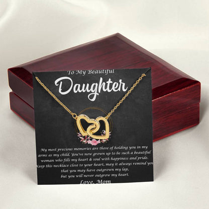 To My Beautiful Daughter Interlocking Hearts Necklace Message Card
