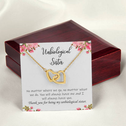 Unbiological Sister Necklace Soul Sister Sorority Sister Sister In Law Necklace Interlocking Hearts Necklace