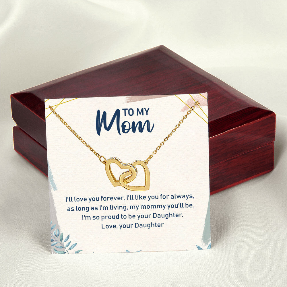 To My Mom Interlocking Hearts Necklace Message Card