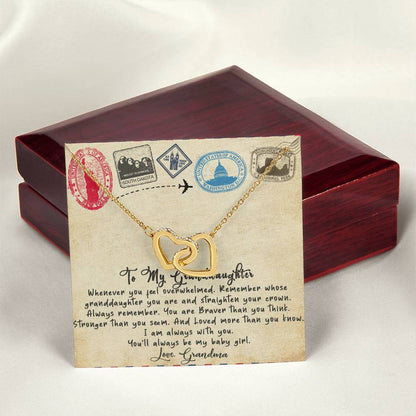 To My Granddaughter Interlocking Hearts Necklace Message Card