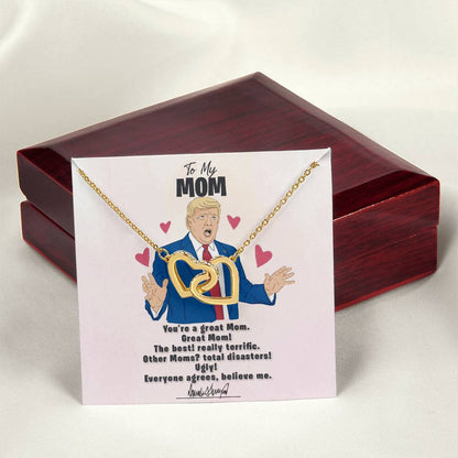 To My Great Mom - Approved With Signature - Tmm09 Interlocking Hearts Necklace