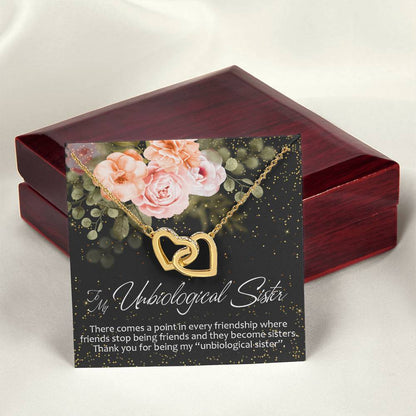 To My Unbiological Sister Interlocking Hearts Necklace