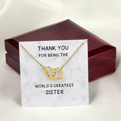 Thank You World'S Greatest Sister Interlocked Hearts Necklace Interlocking Hearts Necklace