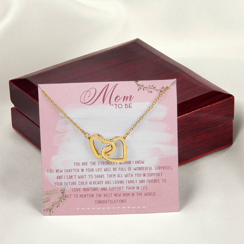Mom To Be Interlocking Hearts Necklace Message Card