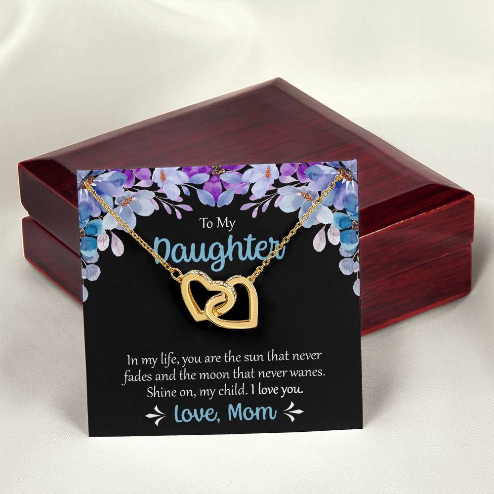 To My Daughter The Sun That Never Fades Necklace Interlocking Hearts Necklace