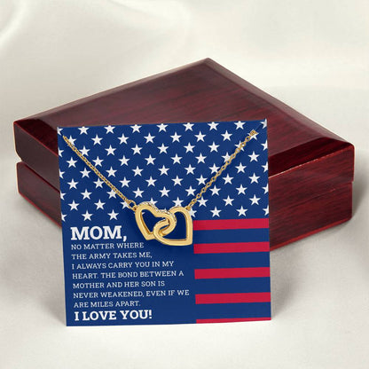 To My Mom - I Love You Message - Tmm05 Interlocking Hearts Necklace