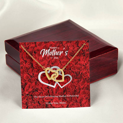 Heart Of A Praying Mother Interlocking Hearts Necklace