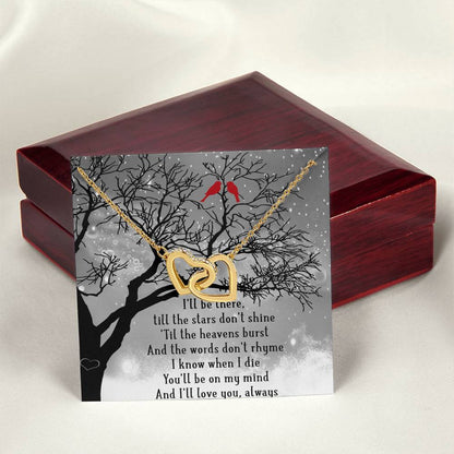 I'Ll Be There Interlocking Hearts Necklace Message Card