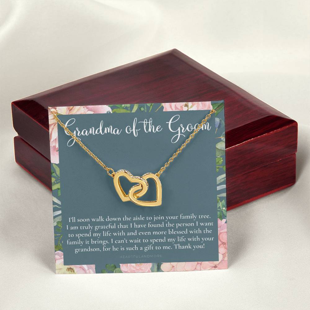 Grandmother Of The Groom Gift Necklace Grandma Wedding Gift Nana Bridal Shower Rehearsal Dinner Thank You Gift Interlocking Hearts Necklace
