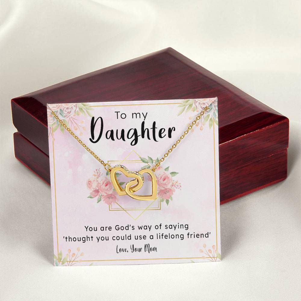 Gift For Daughter From Mom - Lifelong Friend Interlocking Hearts Necklace