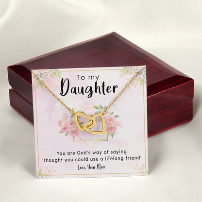 Gift For Daughter From Mom - Lifelong Friend Interlocking Hearts Necklace