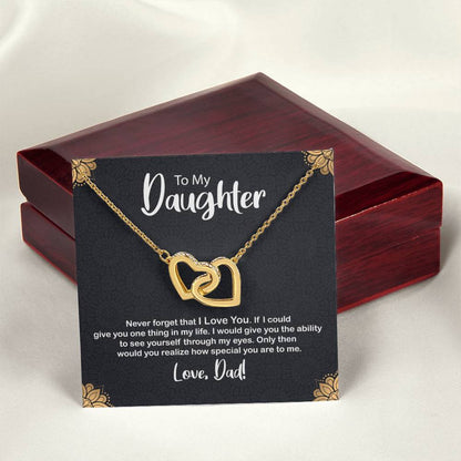 To My Daughter Gift Box Interlocking Hearts Necklace