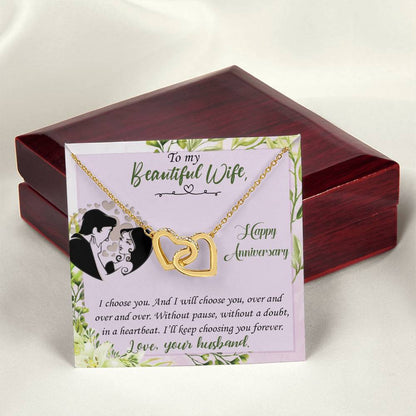 I Choose You Anniversary - Anniversary Gift For Wife Interlocking Hearts Necklace