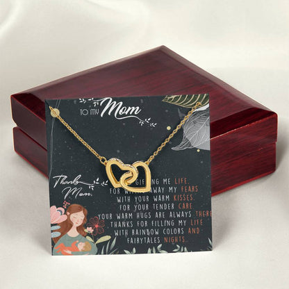 To My Mom Interlocking Hearts Necklace Message Card