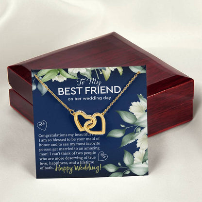 Gift To Best Friend On Wedding Wedding Gift To Friend From Maid Of Honor Maid Of Honor Gift To Bride Besties Necklace Gift Interlocking Hearts Necklace