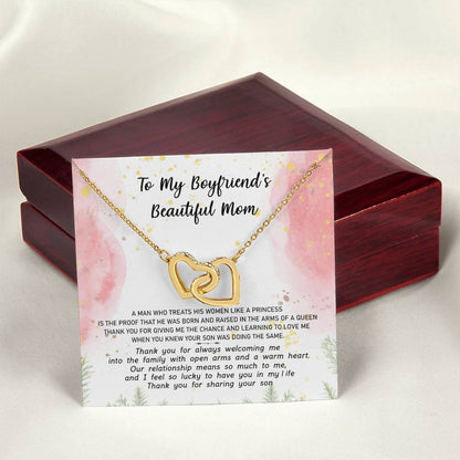 Gift For Boyfriend'S Mom - The Arms Of A Queen 2 - Interlocking Interlocking Hearts Necklace