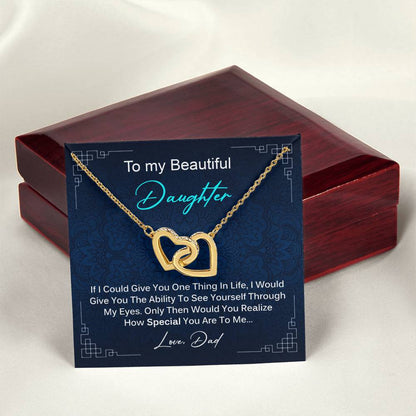 Special Gift For Daughter From Dad Interlocking Hearts Necklace