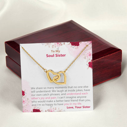 Soul Sister Necklace -Heart Jewelry Gift On Her Birthday Interlocking Hearts Necklace
