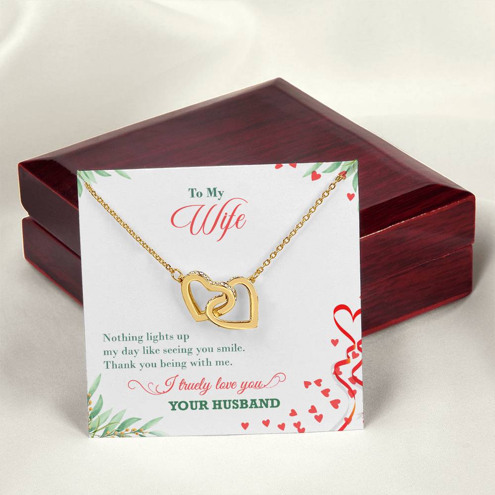 Love To My Wife - Interlocking Hearts Necklace With On Demand Message Card