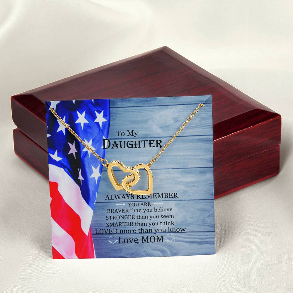 To My Daughter Interlocked Jewelry Necklacewith Pod Message Cardsgift For Daughter From Mom. Interlocking Hearts Necklace