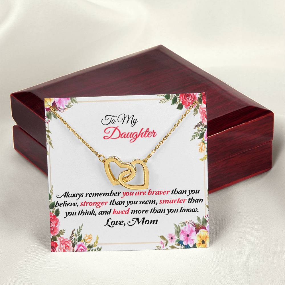To My Daughter Joined Hearts Pendant Necklace Interlocking Hearts Necklace