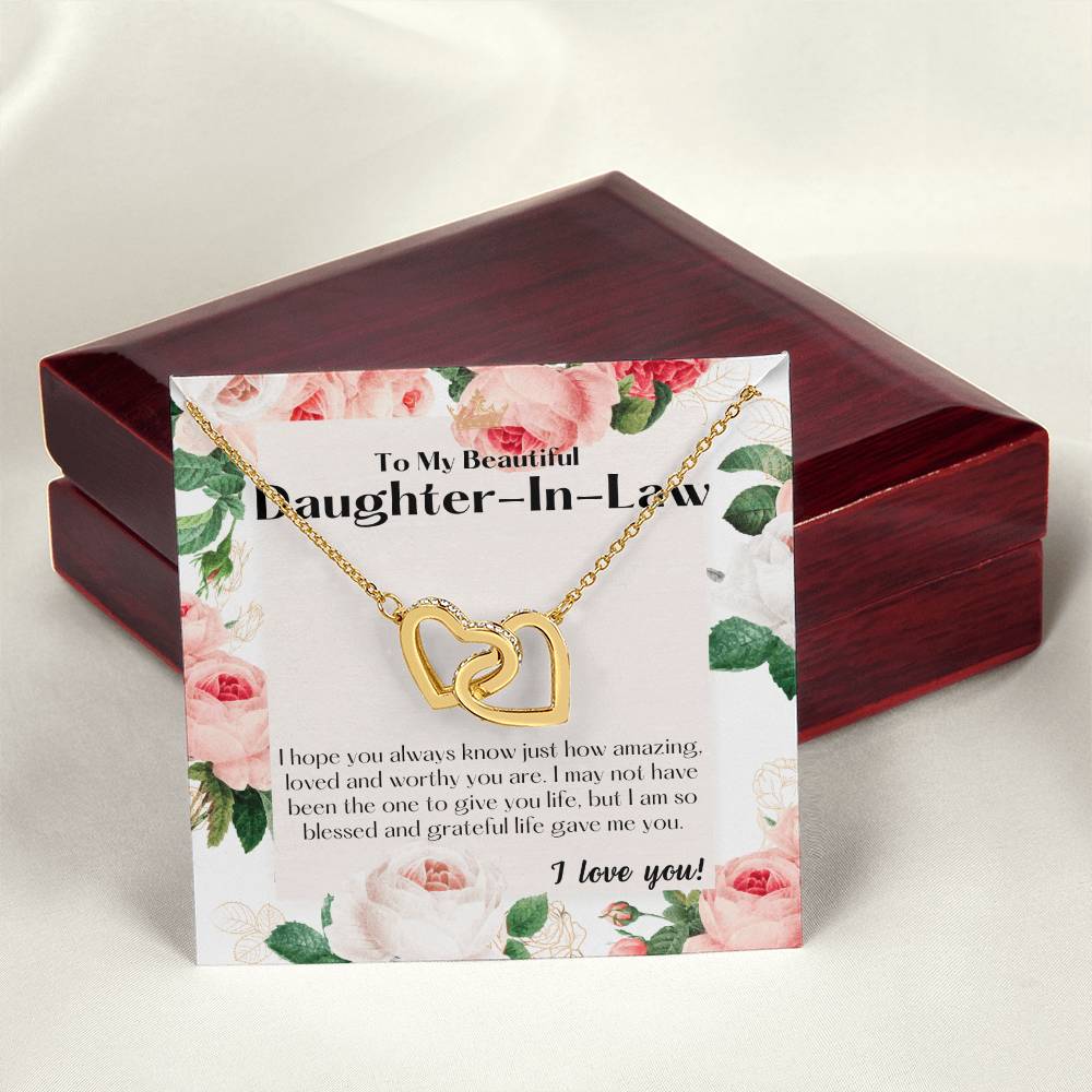 To My Bonus Daughter Bonus Daughter Gift Daughter In Law Gift Daughter In Law Birthday Gift Daugther In Law Interlocking Hearts Necklace
