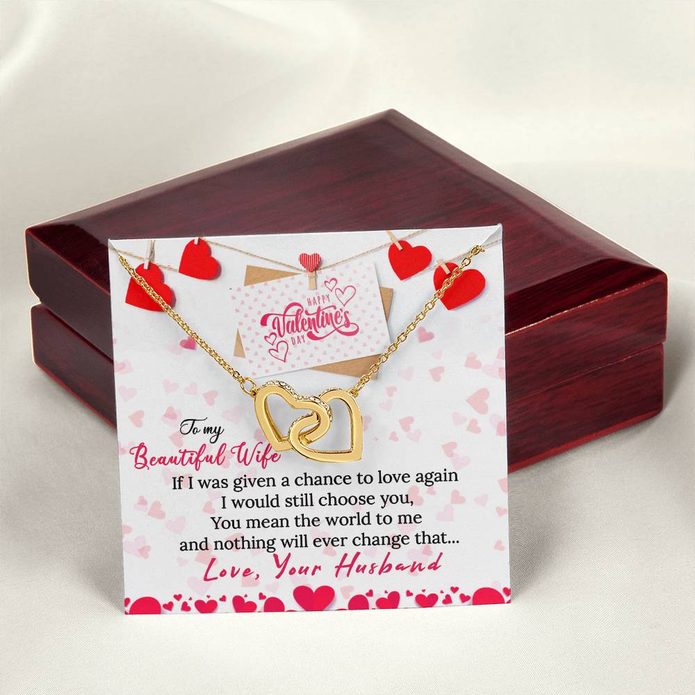 Wife Valentine Interlocking Hearts Necklace