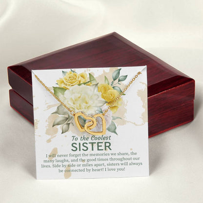 Sister Gift Idea Hearts Necklace For Sister Birthday Gift From Sister Sisters Jewelry Gift With Message Card Interlocking Hearts Necklace