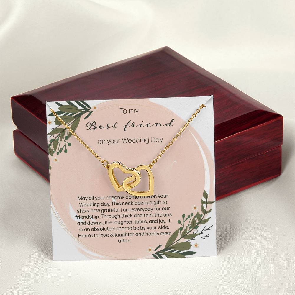 To My Bestfriend On Her Wedding Day - Leaf Interlocking Hearts Necklace